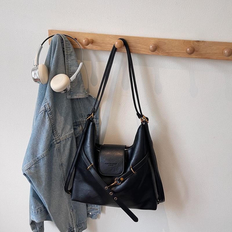 Retro tote bag women's large capacity 2025 new autumn and winter casual shoulder messenger bag multi-functional backpack backpack