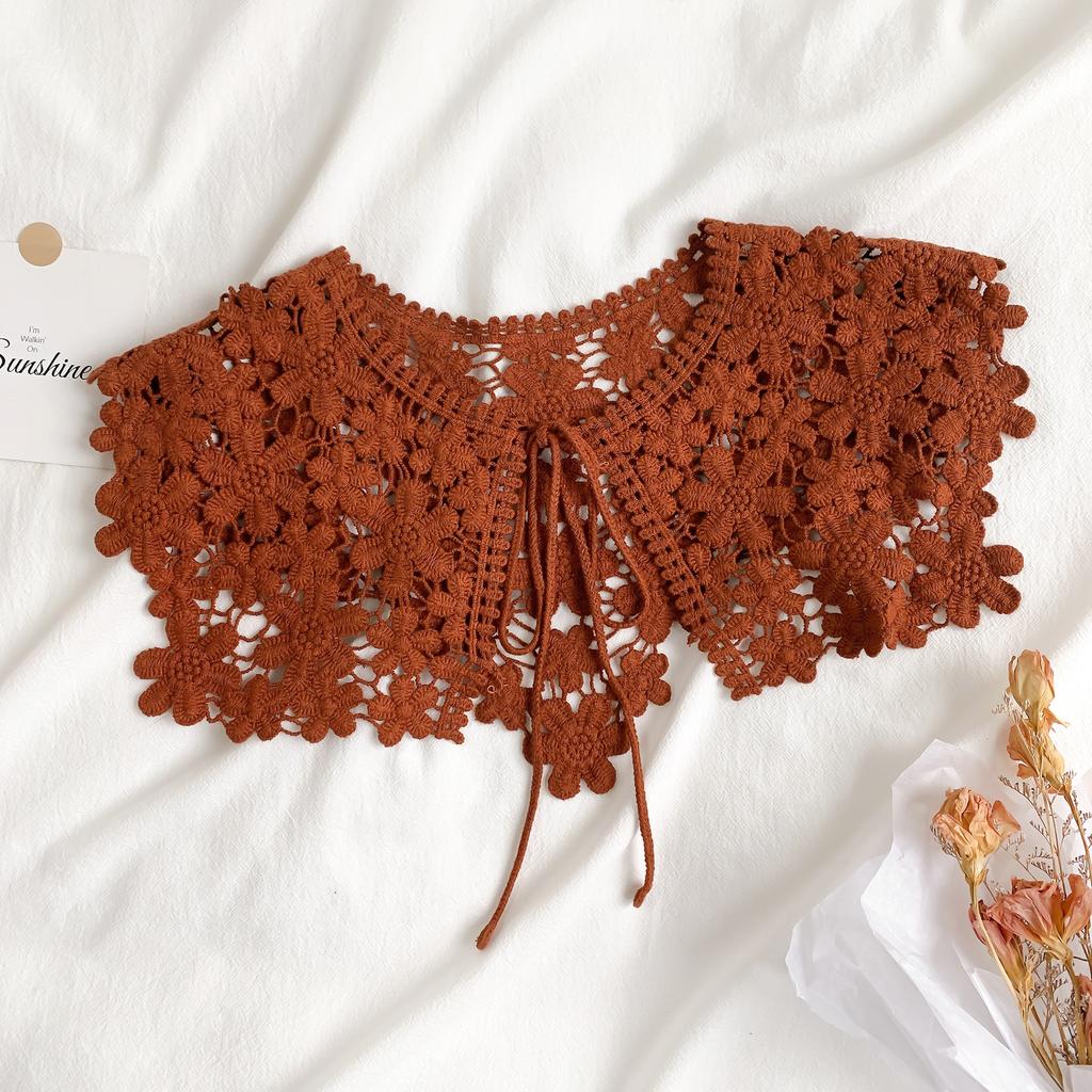 Vier Jahreszeiten Spitze Gestrickt Gehäkelt Hohl Falscher Kragen Damen Kleiner Schal Dekorativ Damen Kleidung Accessoires Abnehmbarer Kragen