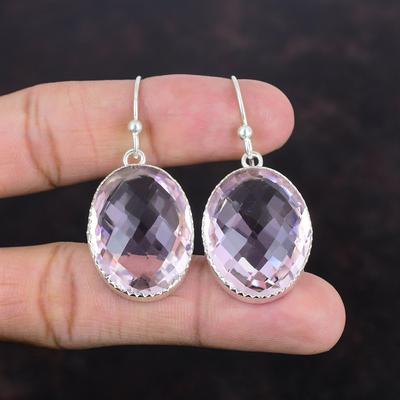 Faceted Pink Kunzite Earring Dainty Gemstone Jewelry Unique Earring 925 Sterling Silver Earring Handmade Latest Design Jewelry Gifts For Her