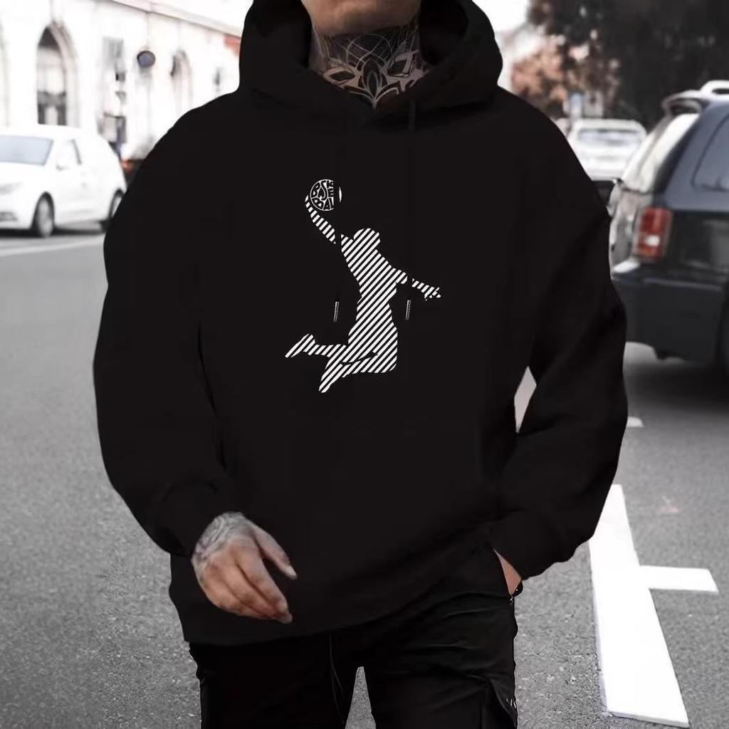 Cross-Border Men's & Women's Loose Fit Print Hoodie - European & American Style, Drop Shoulder, Spring & Autumn.