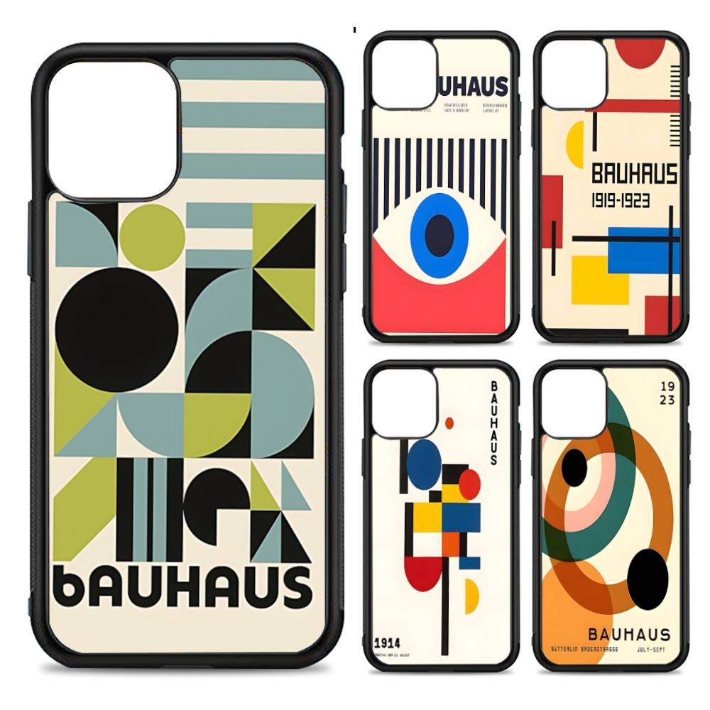 Abstract B-Bauhaus Geometric Art Phone Case For IPhone 17 16 15 14 13 Plus 12 11 Pro Max PC+TPU Cases Back Cover