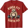 Kinda Fit Sorta Fat  Funny Gym Bear Weightlifting Workout TShirt Y2k Humor Raccoon Weightlifter Fitness Saying Tee Novelty Top
