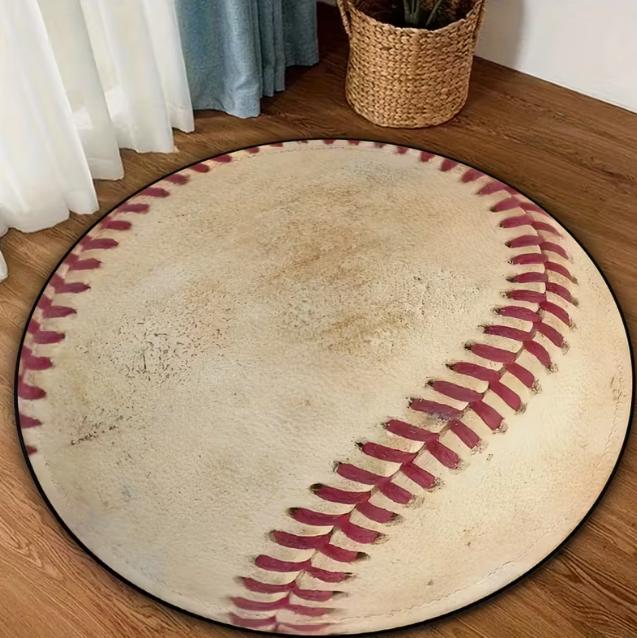 A Round Rug Featuring a Graffiti-Style Basketball And Decorating Offices Living Rooms Bedrooms Hallways Making for a Fun Gift