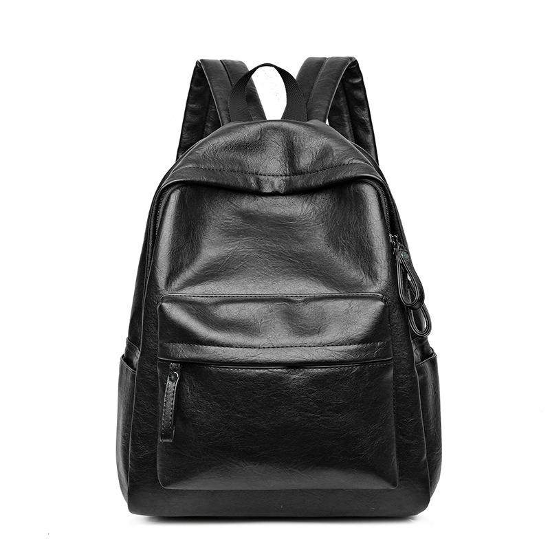 Leather Solid Color Retro Versatile Simple Backpack