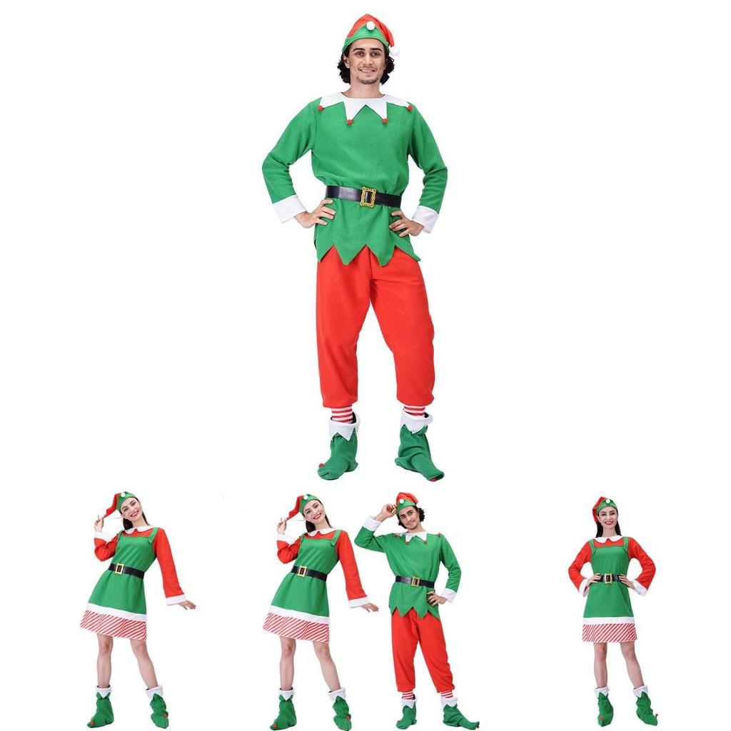 Christmas Elf Adult Cosplay Costume Couple Outfits