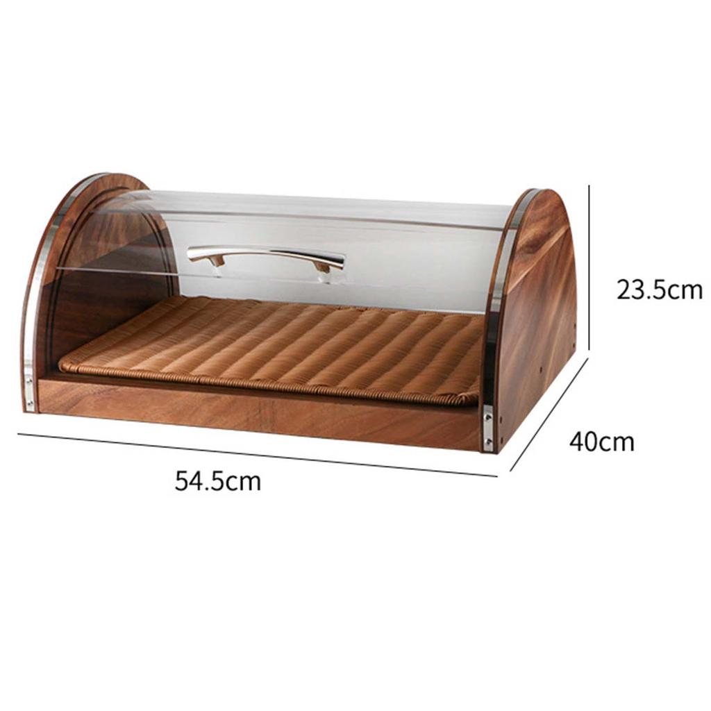 Wood Bread Display Cabinet Bread Keeper Buffet Dust Tray Bread Holder Kitchen Storage Container for Bakery Coffee Shop Table