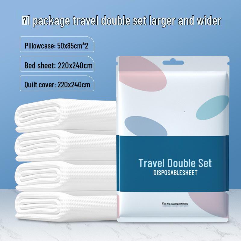 Portable Thickened Double Travel Bedding Set: Disposable Sheet, Duvet Cover, Pillowcase - Anti-Dirty, Ideal for Hotel and Travel Use