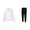 Li-Ning Pullover mit Buchstabenprint, Rundhalsausschnitt, Langarm, Sweatshirt, Mittelhohe Taille, Weiche, Bequeme Hosen mit Bündchen, Lässiges Sportanzug AWDUH89-2+AKLTC39-1