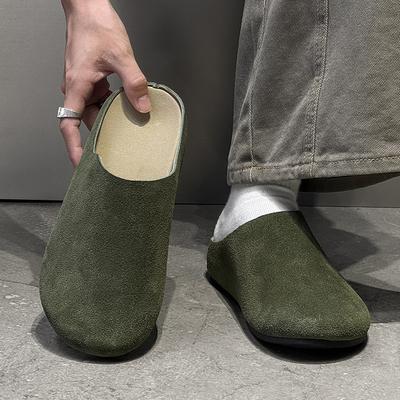 Baotou Slippers Spring and Summer Wear 2025 Lazy One Pedal Super Fire Half Tray 17093 Olive Green, Brown -J