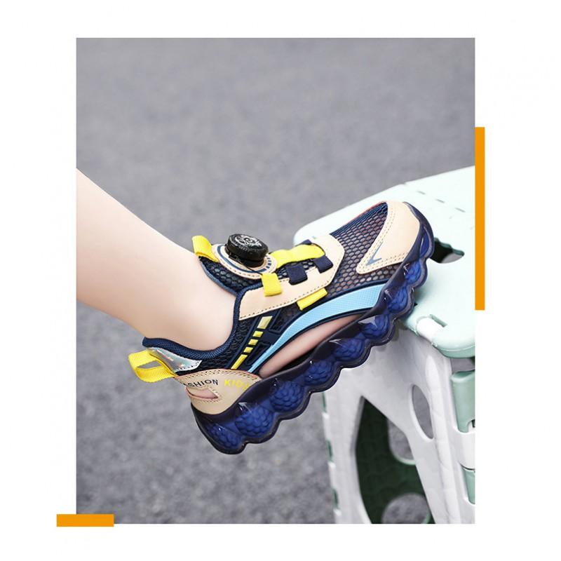 Boys Mesh Sneakers With Rotating Buckle Lightweight Breathable Casual Shoes Kids Fall