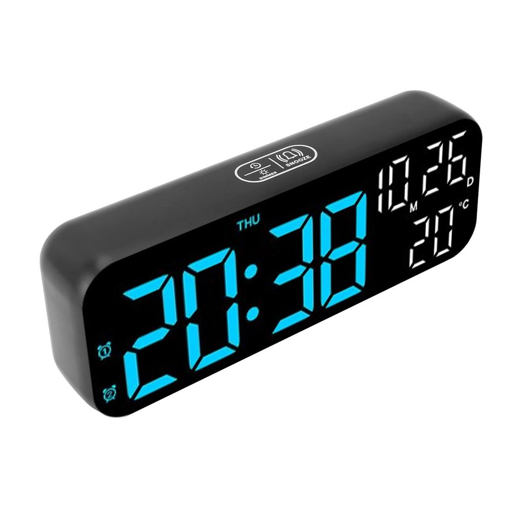 Digital Clock Dual Display Voice Control 3 Adjustable Brightness Date Temp Display Countdown LED Electronic Alarm Clock