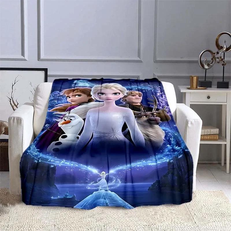 Disney Frozen Elsa Princess Blanket for Sofa King Size Cute Soft Flannel Throw Fluffy Bed Blanket New Born Winter Blanket Gift