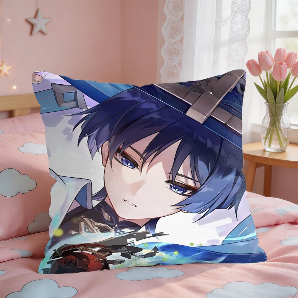 Wanderer Genshin Impact Cushion Cover Square Short Plush Pillow Case Living Room Sofa Home Decor Funda X