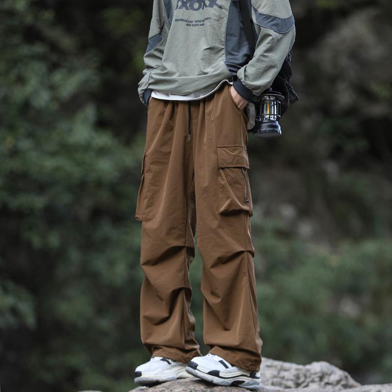 Men's High Street Tactical Cargo Pants - Autumn/Winter Pleated Outdoor Style