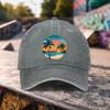 Tropical Sunset Palm Tree Baseball Cap Distressed Washed Cotton Adjustable Outdoor Beach Cap