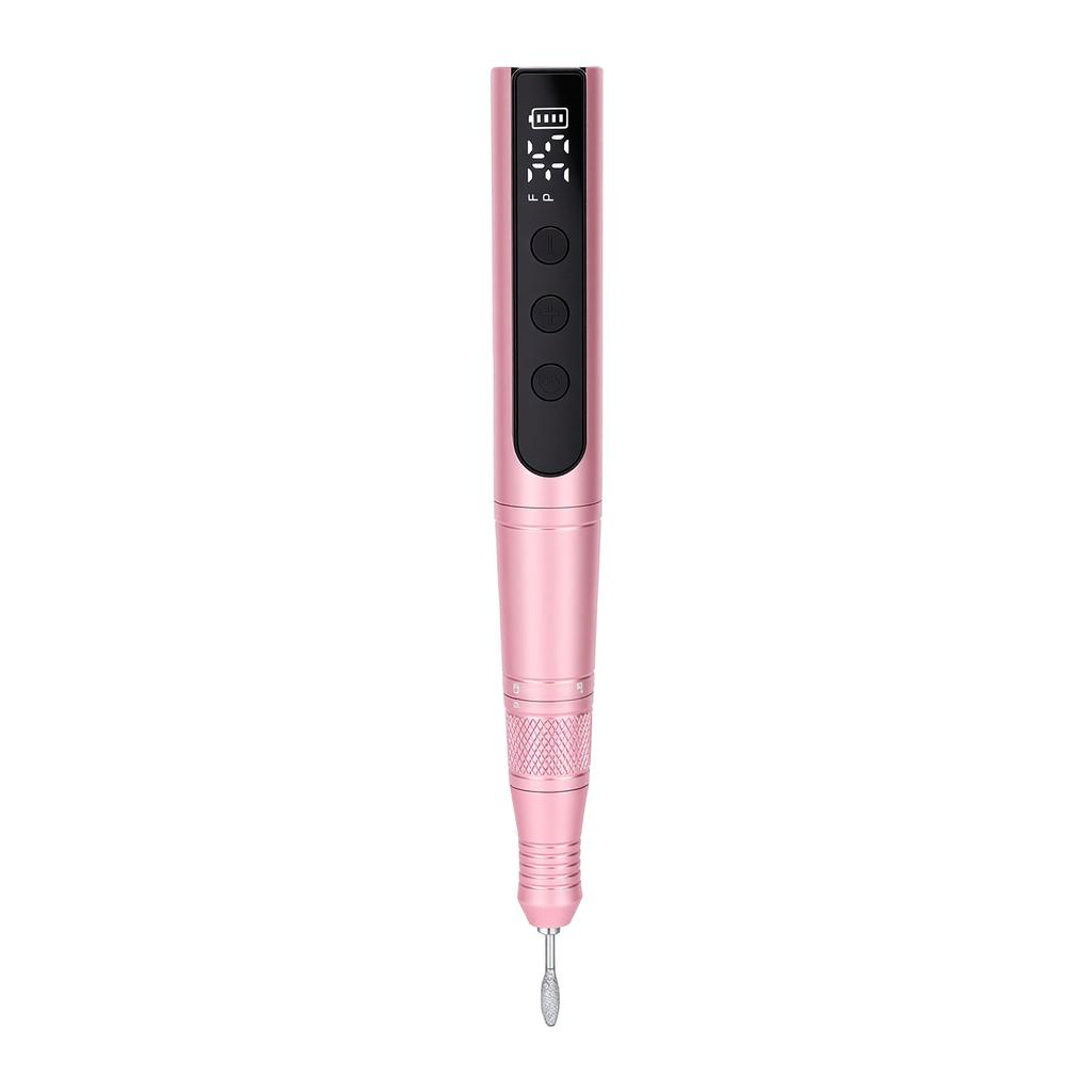 Nail Drill Rechargeable Cordless Adjustable Speed Portable Electric Nail Grinder for Manicure Pedicure Home Salon Pink