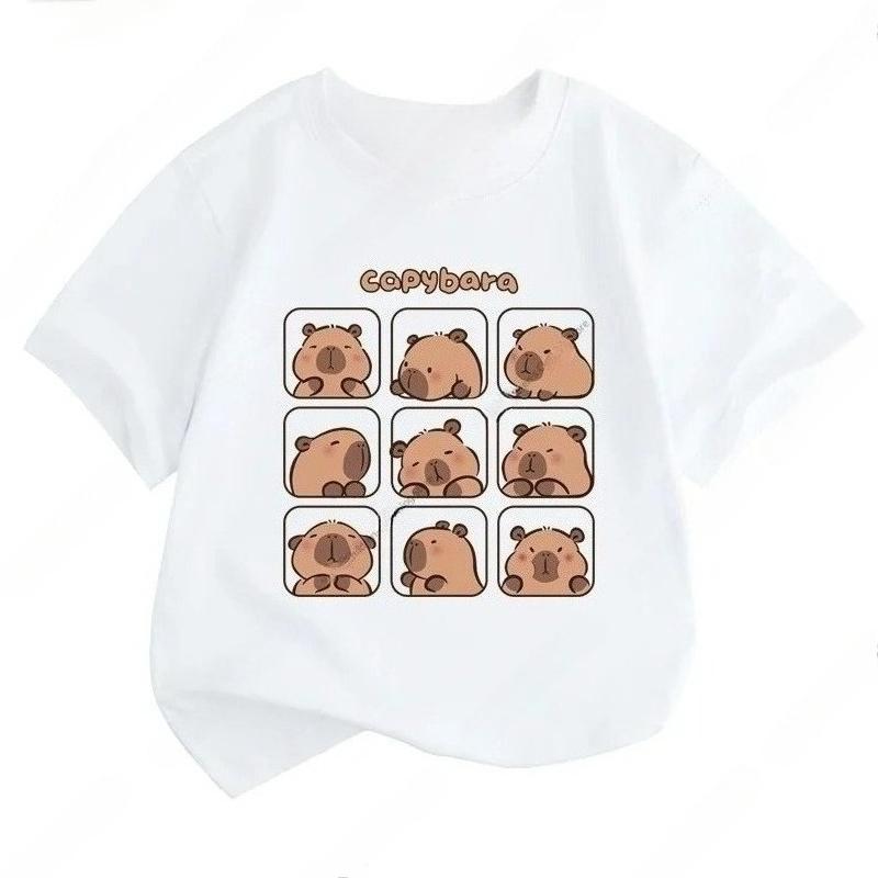 Summer New Trend Capybara Printing Cute Children's Short-Sleeved T-Shirt Cute Comfortable Versatile Boy and Girl T-Shirt