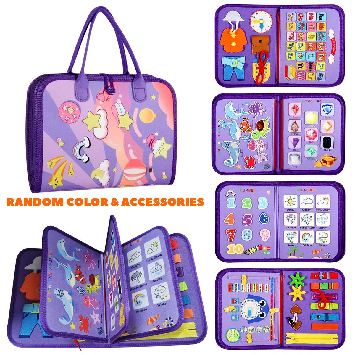 

Busy Book Board Travel Toy, Birthday Gift for Boys Girls, Educational Learning Sensory Activity Motor Skills, Random Color фиолетовый