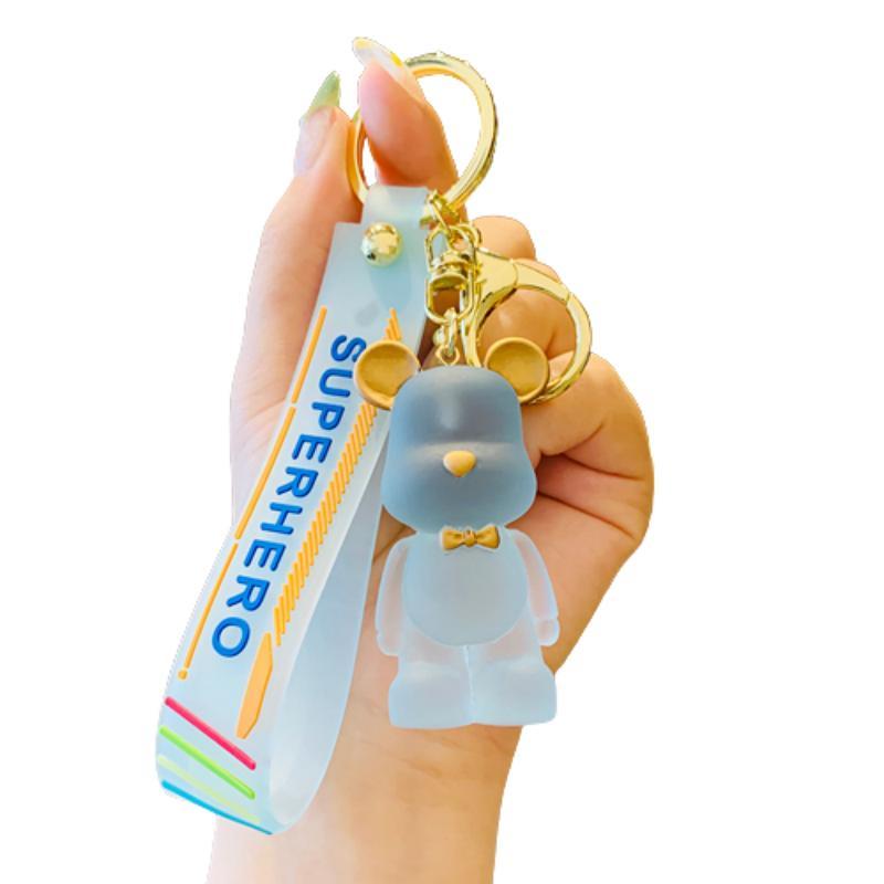 Creative Resin Transparent Crystal Palm Bear Keychain Cute Gift For Couples And Backpack Decoration