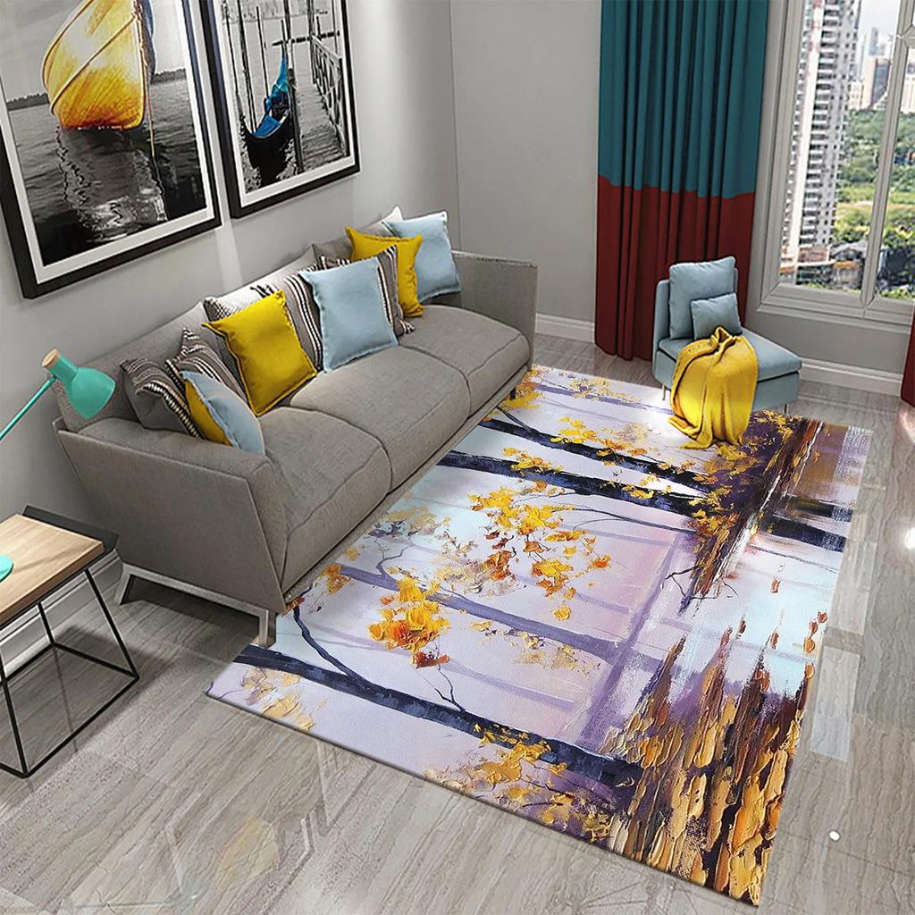 Tree Oil Painting Pattern Carpet Door Mats Doormats Kitchen Bathroom Non-Slip Carpet Living Room Bedroom Decor Floor Mat Rugs