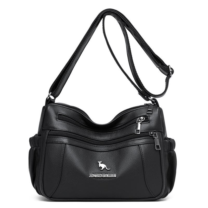 2025 New Soft Leather Large Capacity Multi-Layer Shoulder Crossbody Bag for Middle-Aged Women