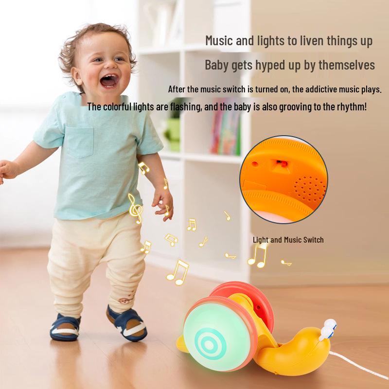 **Free Shipping: Popular Musical Snail Baby Walker & Crawler Toy with Pull Leash**