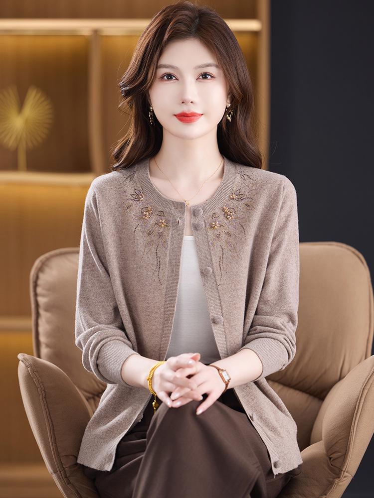 Women's Luxury Wool Cardigan Coat 2025 - Pure Wool, Round Neck, Loose Fit Sweater