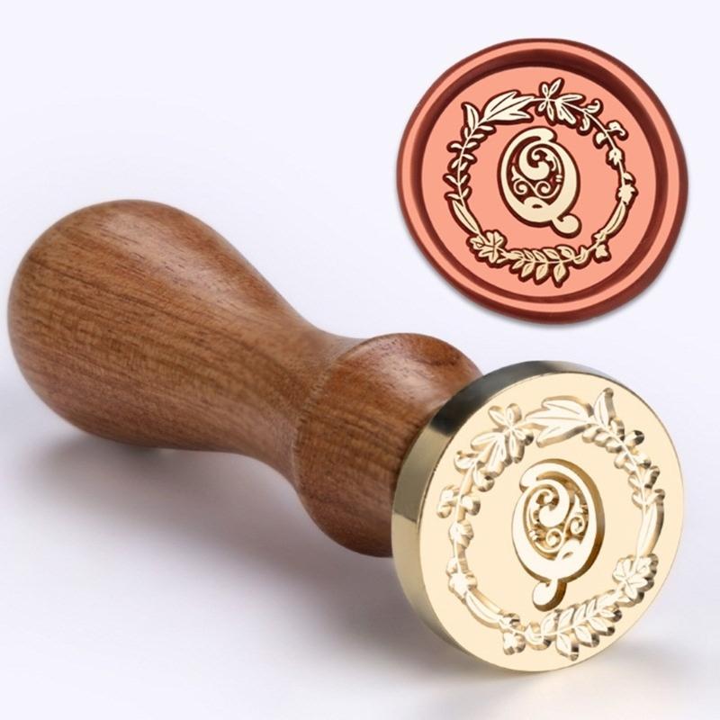 Sealing Stamp Wood Handle with Letter Stamp Head, for Scrapbooking Seal Envelopes Wedding Invitation Embellishments