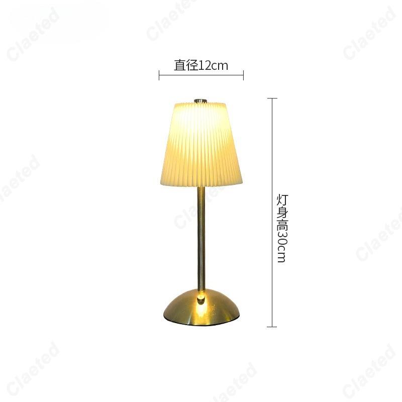 Creative LED Pleated Fabric Lampshade Bedroom Bedside Lamp USB Charging Model Touch Night Light Living Room Small Table Lamp