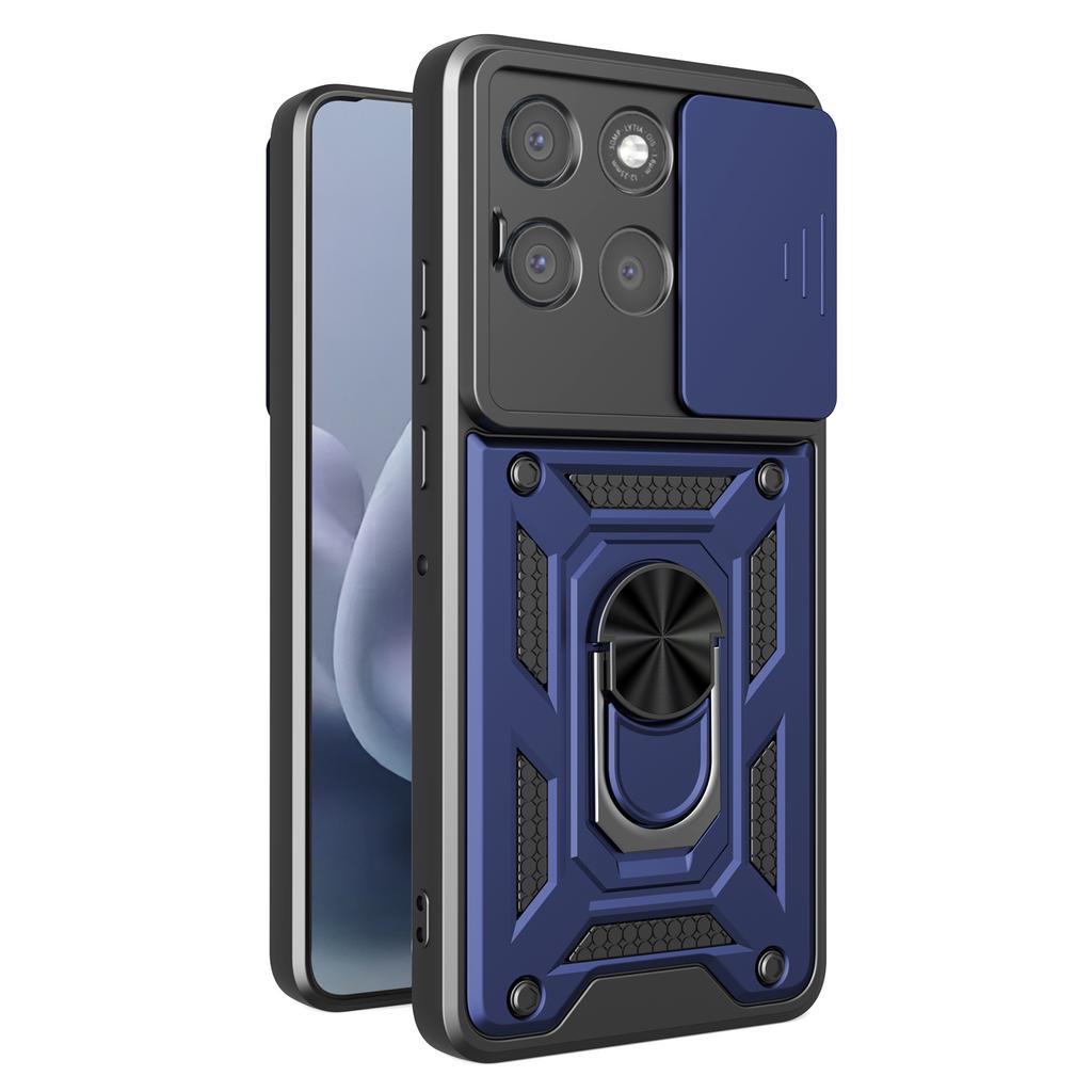 For Motorola Moto G86 Power 5G Case with Slide Camera Lid PC+TPU Kickstand Phone Cover