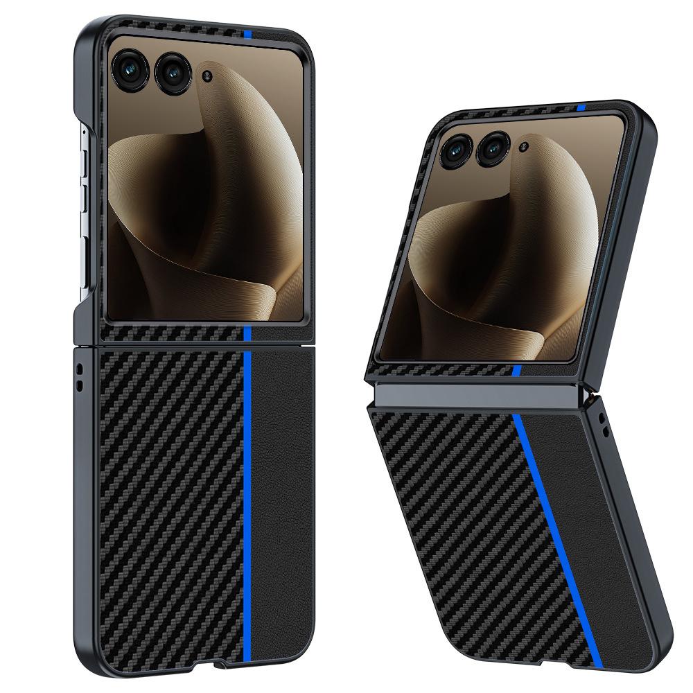 Für Motorola Razr 70 / Razr 70 Ultra Hülle Luxus Fasertextur PU-Leder + Kunststoff Harter Schutz Handyhülle Capa