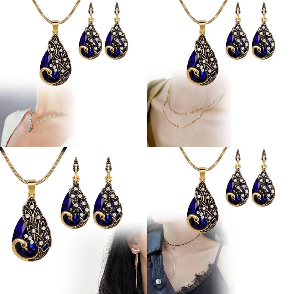 Elegant Alloy Peacock Jewelry Set Beautifully Crafted Gemstone Necklace And Earrings