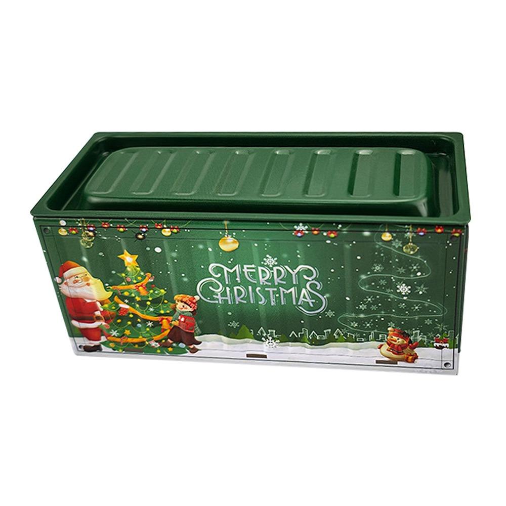 Ornament Durable Tin Christmas Box Vintage Style Rust Proof Tin Container Mini Size Simulation Design Iron Box Christmas