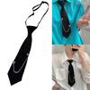 Aesthetic Hiphop Punk Metal Chain Necktie Student Japanese Pre Tied Adjustable Black Ties for Uniform School Shirt