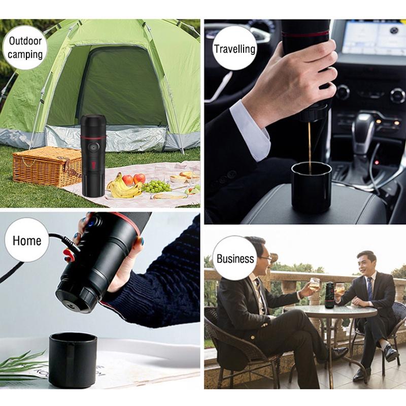 Multifunctional Three-In-One Portable Car Travel Coffee Machine Capsule DC12V with USB Charging Cable AC Adapter 60ml