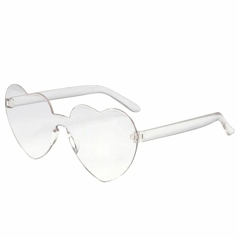 Fashion Women'S Heart-Shaped Sunglasses With Candy-Colored Transparent Plastic Frames Love Heart Sun Glasses For Female In One