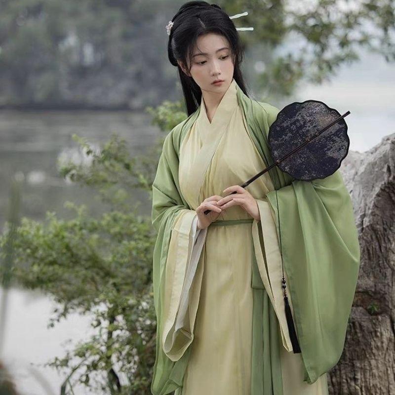 Chinesischer Wei- und Jin-Dynastien-Stil Hanfu Göttin-Thema Damenkleid-Set