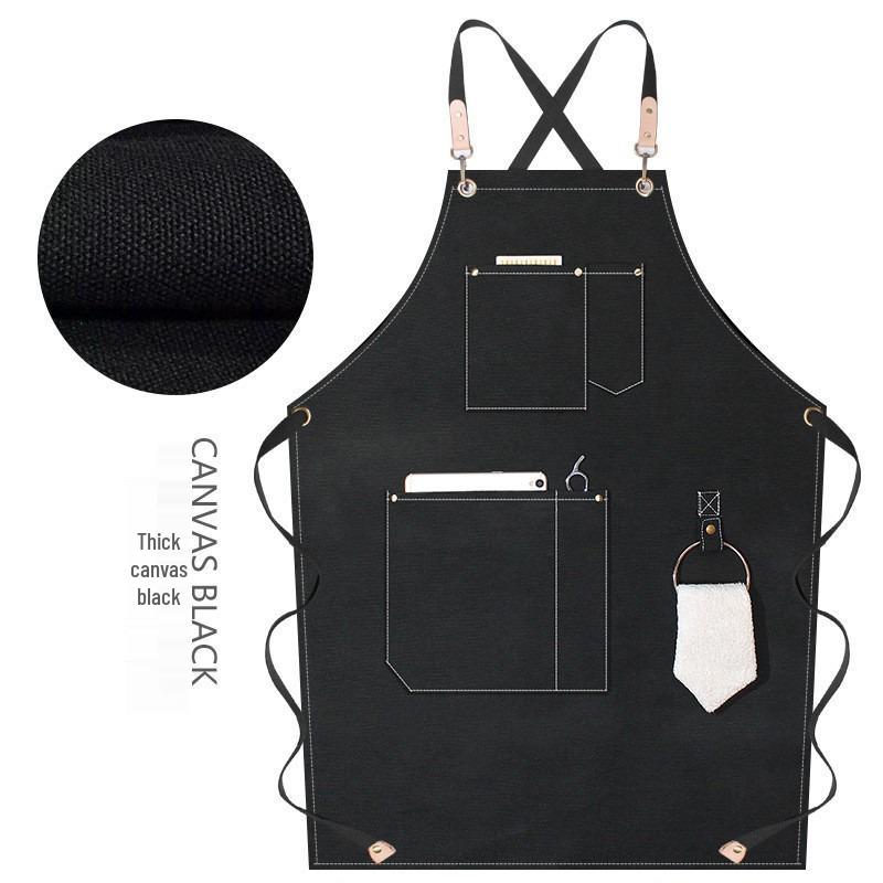 Waterproof, Oil-Proof Canvas Apron for Art, Painting, or Coffee Shop Wear-Resistant Custom Work Uniform.