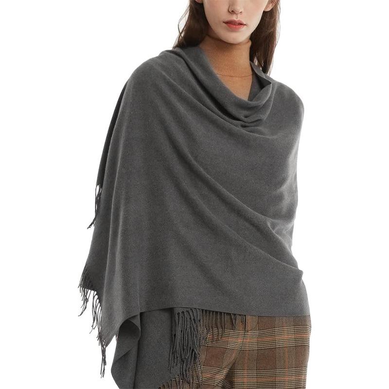 European-American Thickened Warm Winter Scarf: Long, Wide, Imitation Cashmere Shawl In Solid Colors