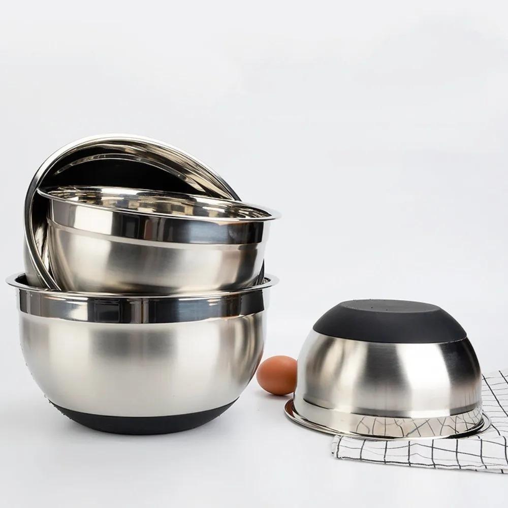 8PCS Set Stainless Steel Mixing Bowls Non-Slip Bottoms with Grater Baking Mixing Basin Kitchen Bowls Baking & Serving