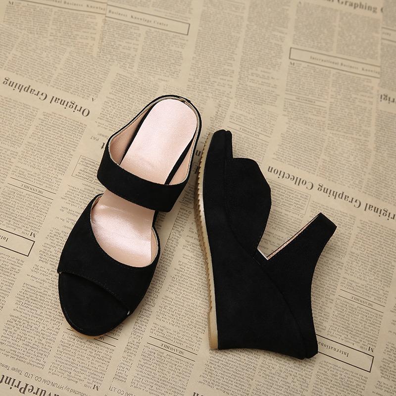 Fashion Wedge Heel Thick Sole Lady Sandals Summer Casual High Heels Women Shoes Sexy Pumps Fad Flip Flops Solid Sandals Women Slippers