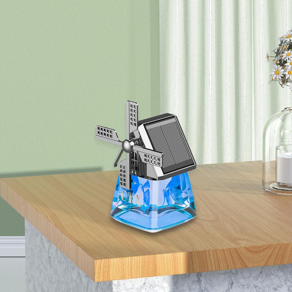 Odorizant pentru mașină Casă cu ornament de moara de vânt Decorare tablou de bord Suprafețe netede Alimentată cu energie solară