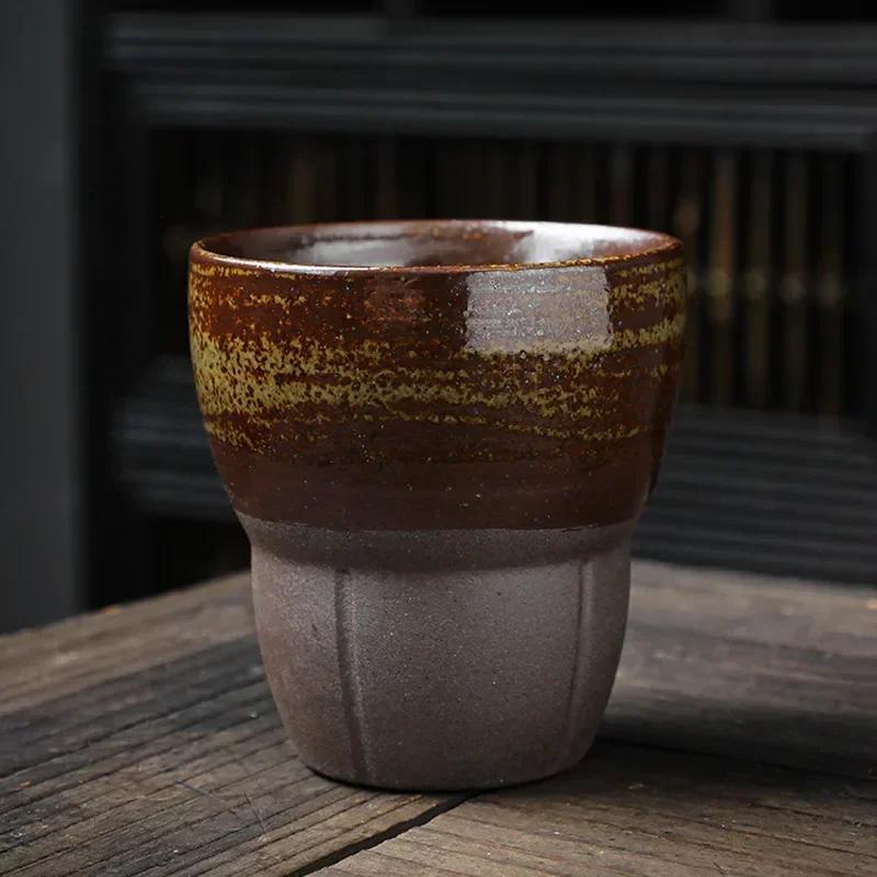 170M Japanese Style Coarse Pottery Espresso Coffee Cup Vintage Ceramic Kung Fu Tea Cup Home Breakfast Cup