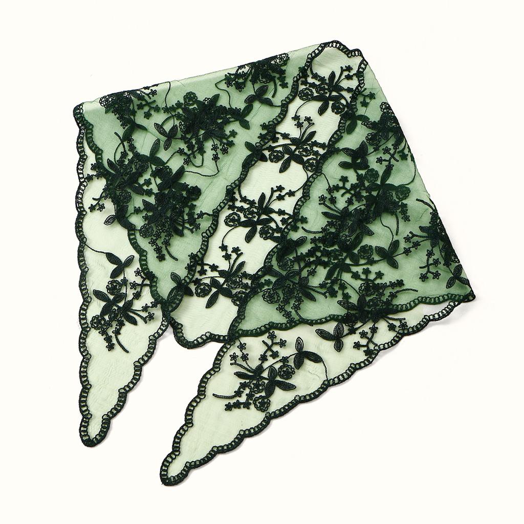 Eleganter Spitzenschal Aushöhlmuster Stickerei Foulard Bandana Einfarbig Dreieckstuch Dünne Vintage Taschentücher für Haare Frau