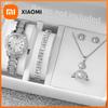 Set da 6 Pezzi Orologio da Donna Moda Acciaio Full Diamond Cinturino Analogico Quarzo Orologi Set Gioielli(Senza scatola)