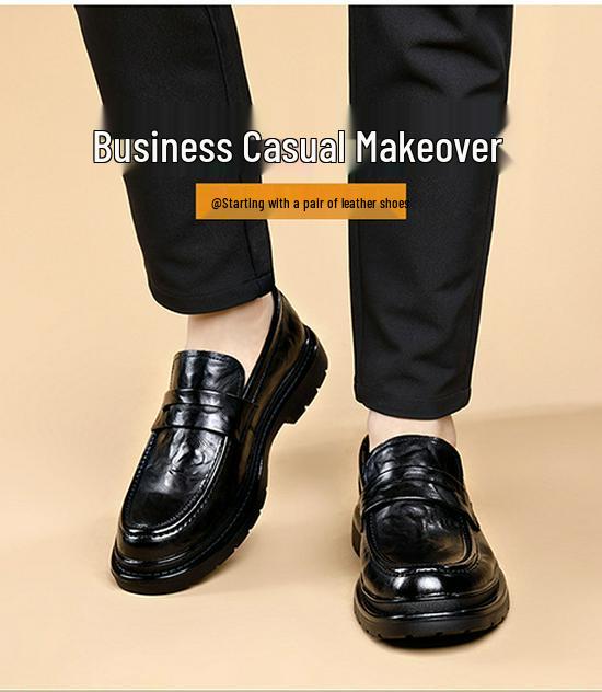 Herren Echtleder Slipper - Herbst/Winter 2025, Business Casual, Britischer Stil, Weiche Sohle, Rutschfest, Ideal für Hochzeiten.