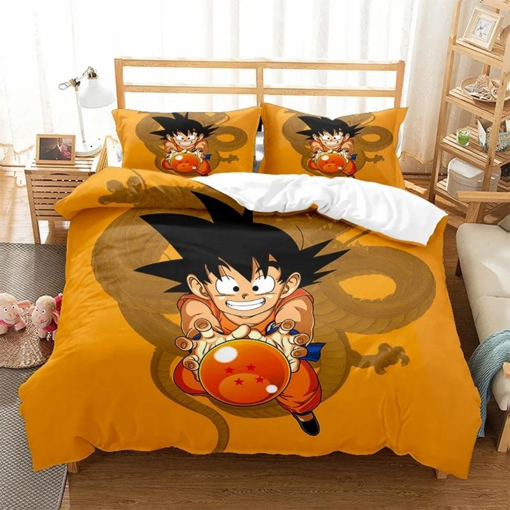 Japanese Anime Dragon Ball Bedding Set Goku Duvet Cover Comforter Bedclothes Single Twin Full Queen Size 3D Kids Adult Boys Gift