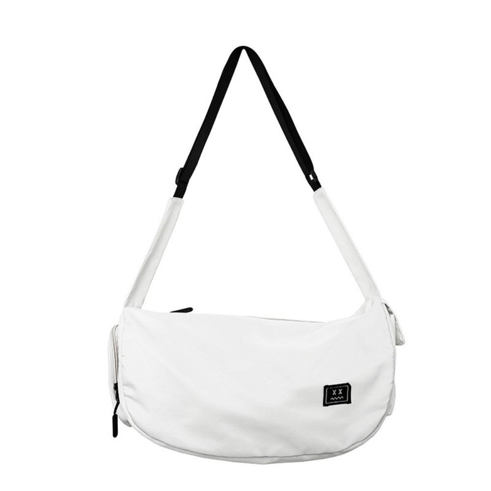 

Large Capacity Nylon Shoulder Bag Harajuku Sports Crossbody Bag Casual Canvas Dumpling Bag Travel белый