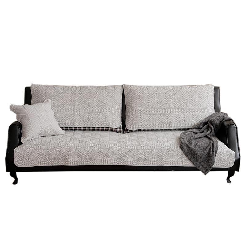 Double-sided Four-season Cotton Double-sided Sofa Cushion Cushion Universal Fabric Gray Simple Fashion Embroidered Sofa Towel Cushion