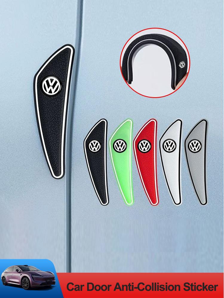 4Pcs PVC Soft Rubber Blade Shaped Auto Car Door Corner Anti-collision Sticker For VW Tiguan CC Jetta Polo Golf Passat Zt1